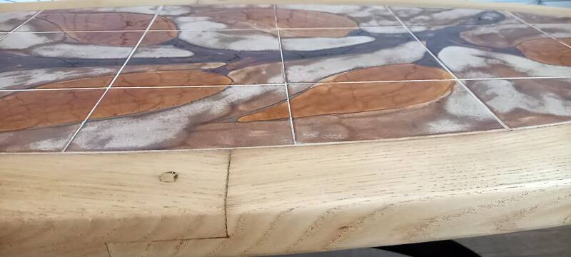 Oval coffee/living room table signed RAYNAUD - 1960s.