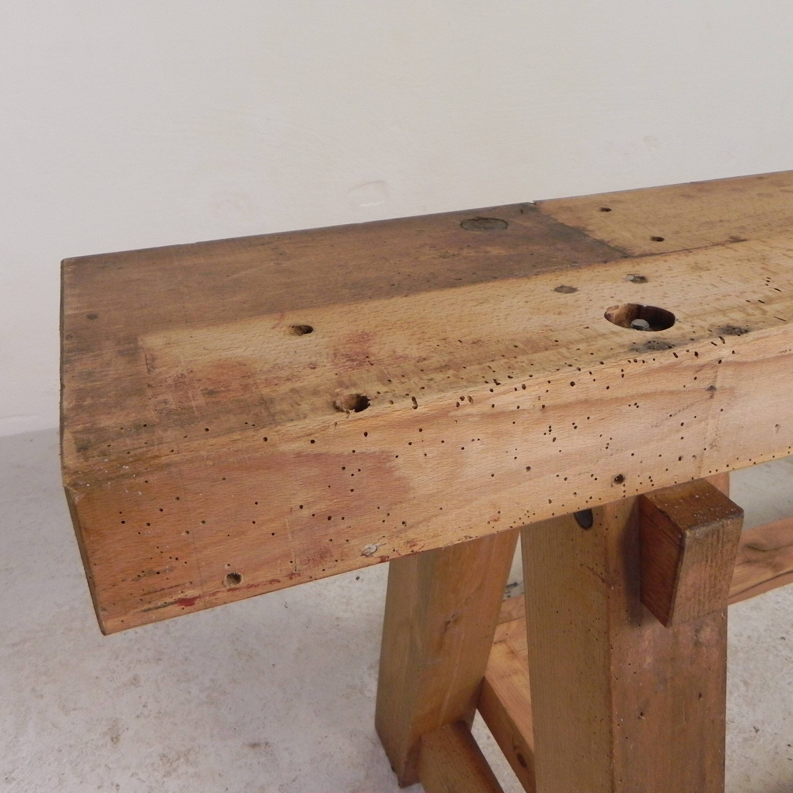 Oak workbench 2 meters long, 1950s