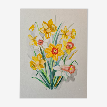 The Narcissus - Small watercolor signed