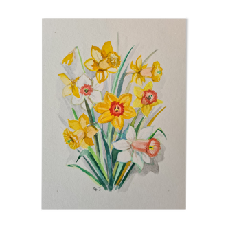 The Narcissus - Small watercolor signed