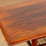 Rosewood and metal tube coffee table, two levels, Denmark 1960.