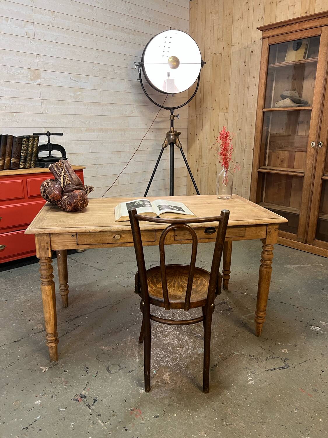 Table de ferme en chêne pied tournés