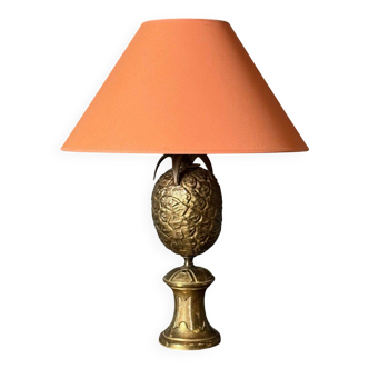 Lampe 1980 ananas en métal doré