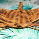 Vintage fruit bowl - woven rattan basket 1960-1970 Boho nature decor