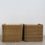 Set of two Italian rattan  nitgh stands 1950s