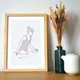 Illustration A4 naiade no. 1/8 bretagne baigneuse mer