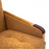 Midcentury modern yellow fabric bouclé sofa, Denmark, 1960s.
