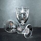 Set of 2 antique glasses in Saint-Louis crystal Model TALMA 1930 Rock crystal engraving 899