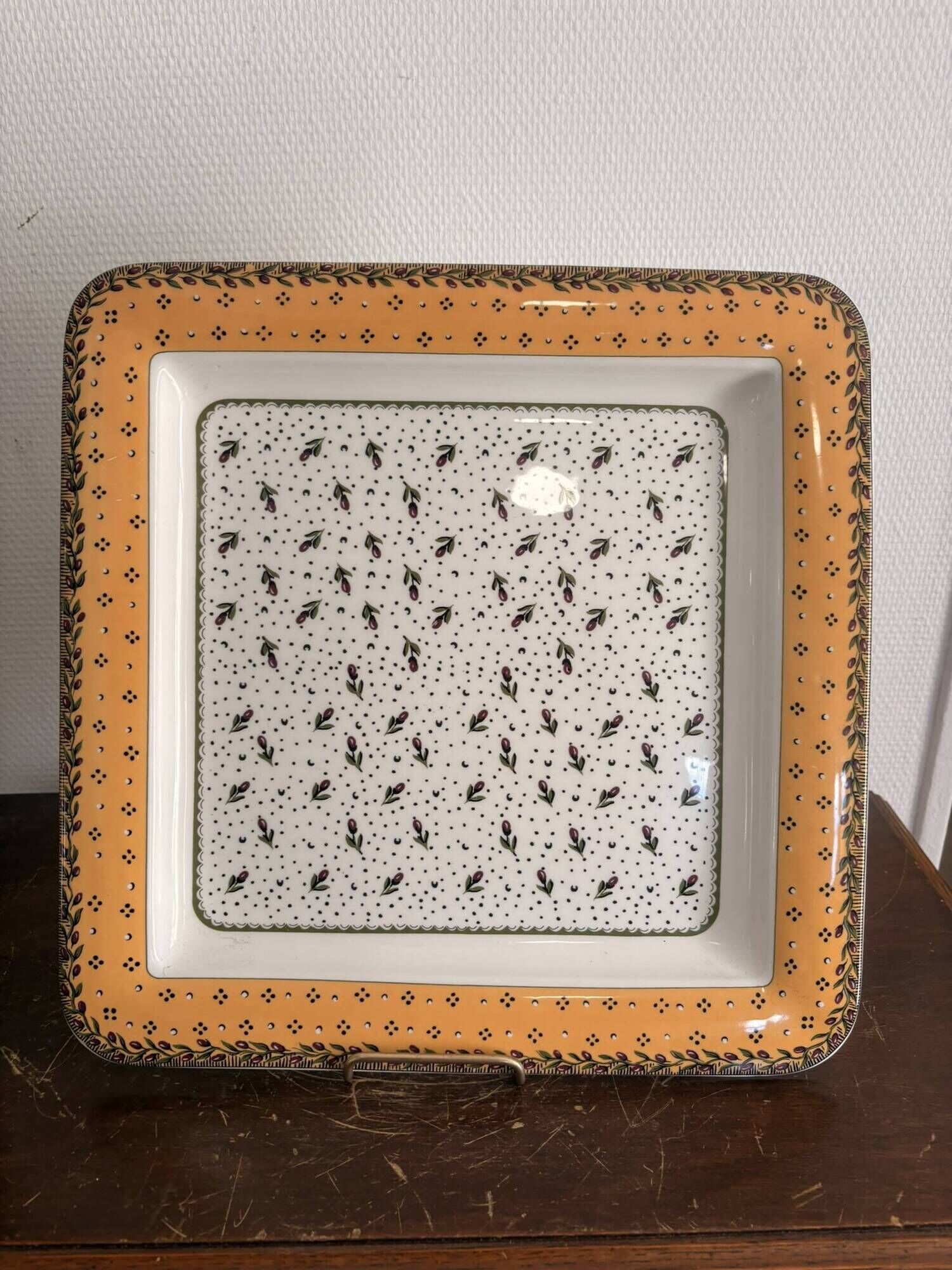 Large Square Plate Geneviève Lethu Mado Floral Decor 37x37cm