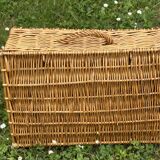 vintage hand-woven wicker storage basket or suitcase