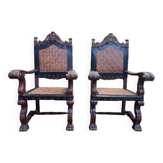 Pair of Renaissance style armchairs