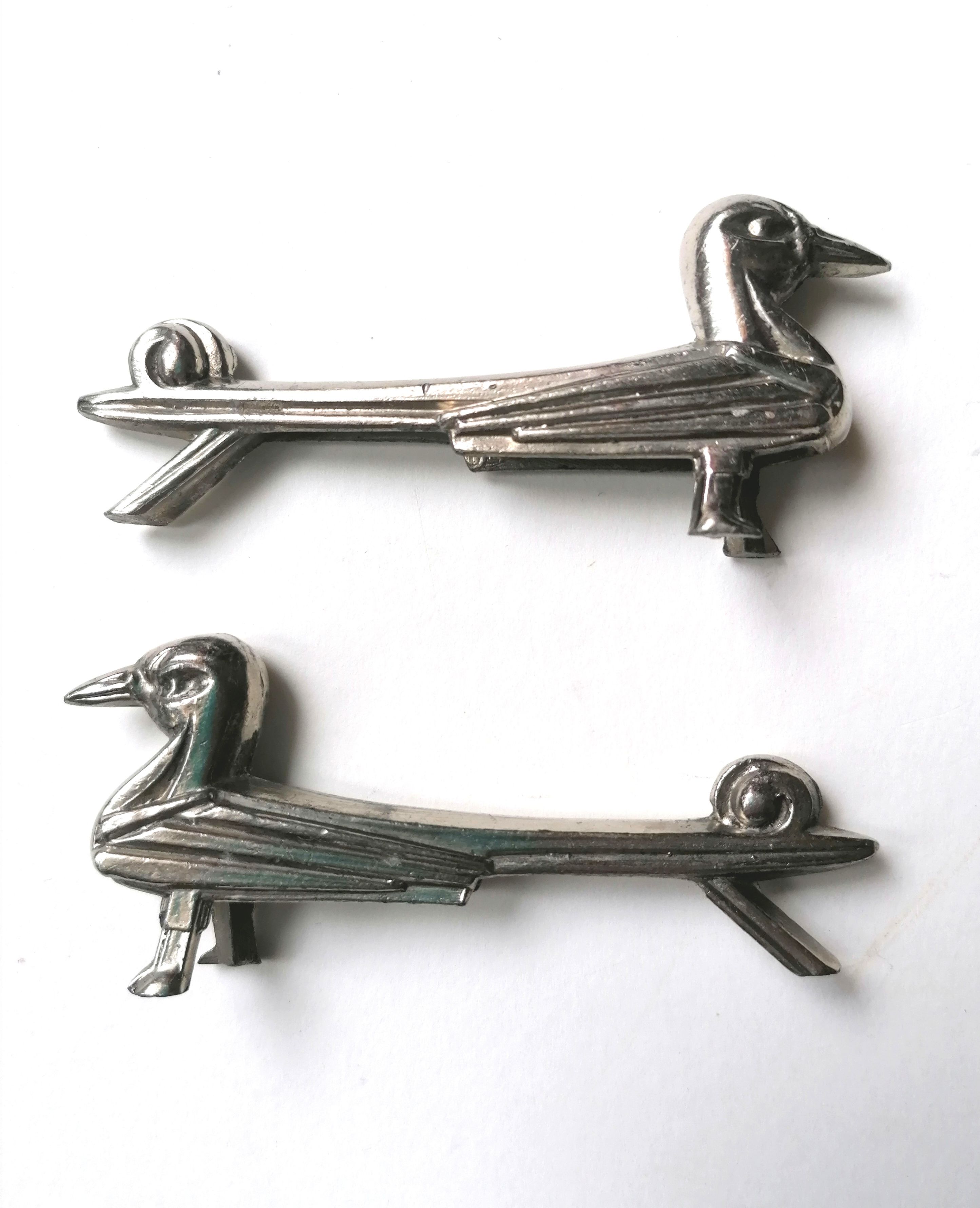 Set of 9 art deco animal knife holders