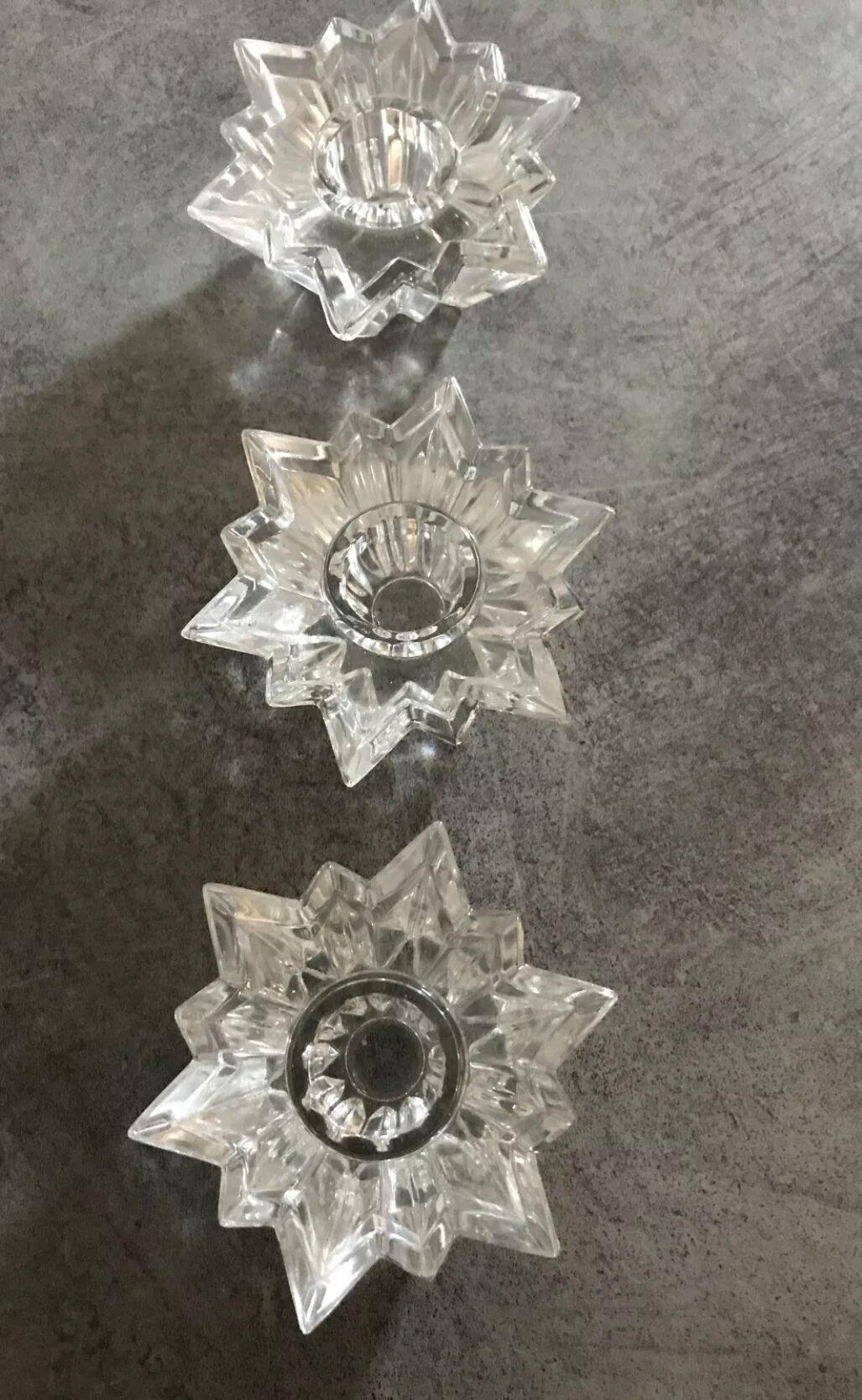 Set of 3 vintage table candle holders star shape
