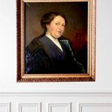 Portrait of a woman, oil painting on canvas with wooden molded frame