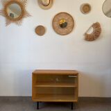 Vintage oak display cabinet from the 1960s.