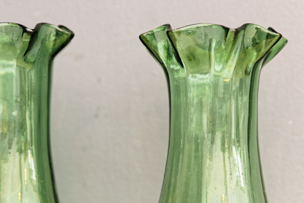 Pair of vases with collars, blown glass