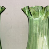 Pair of vases with collars, blown glass