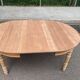 Round extendable dining table stripped in solid cherry wood France 1950