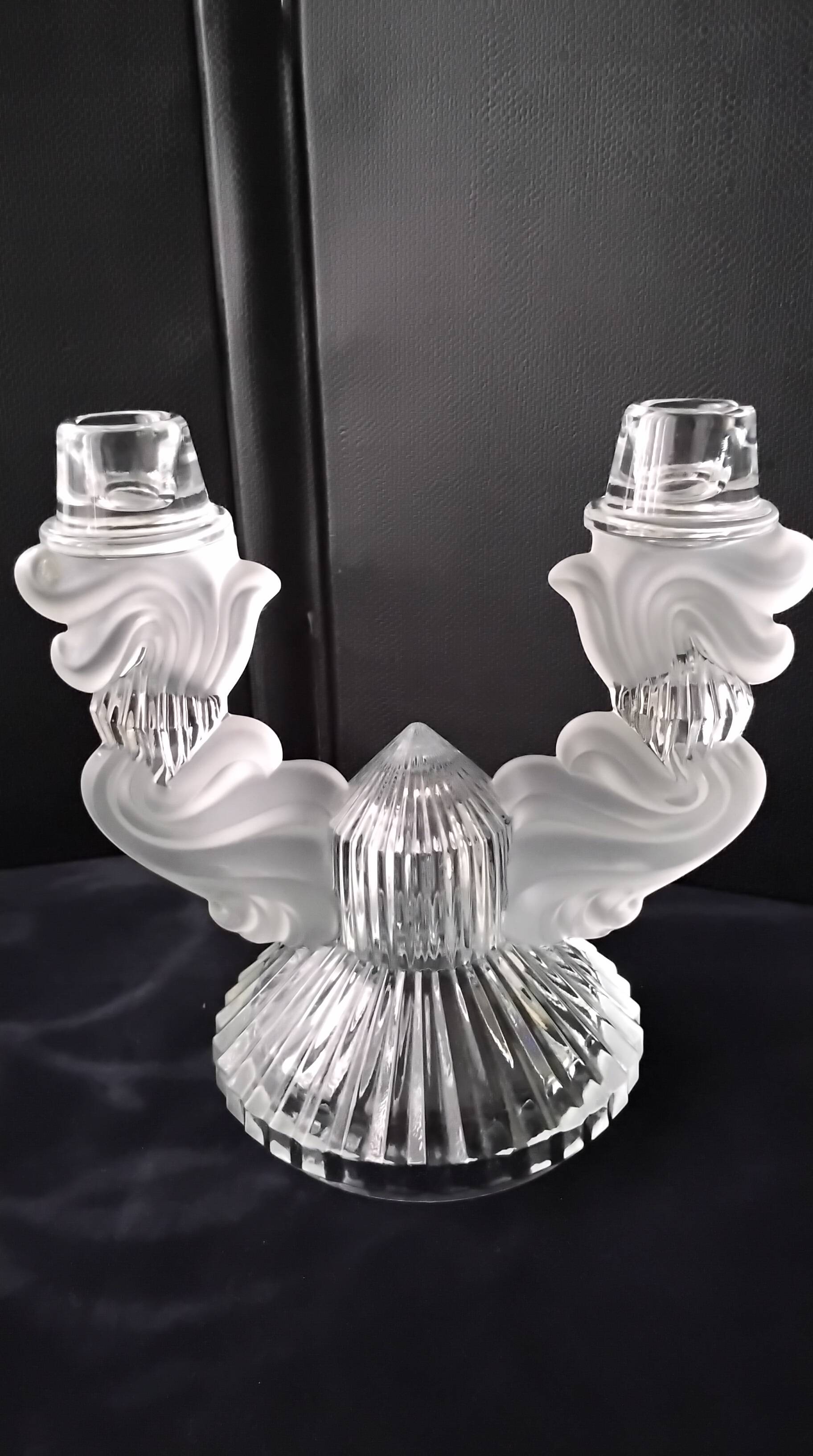 Pair of candlesticks, Bohemian crystal candle holders.