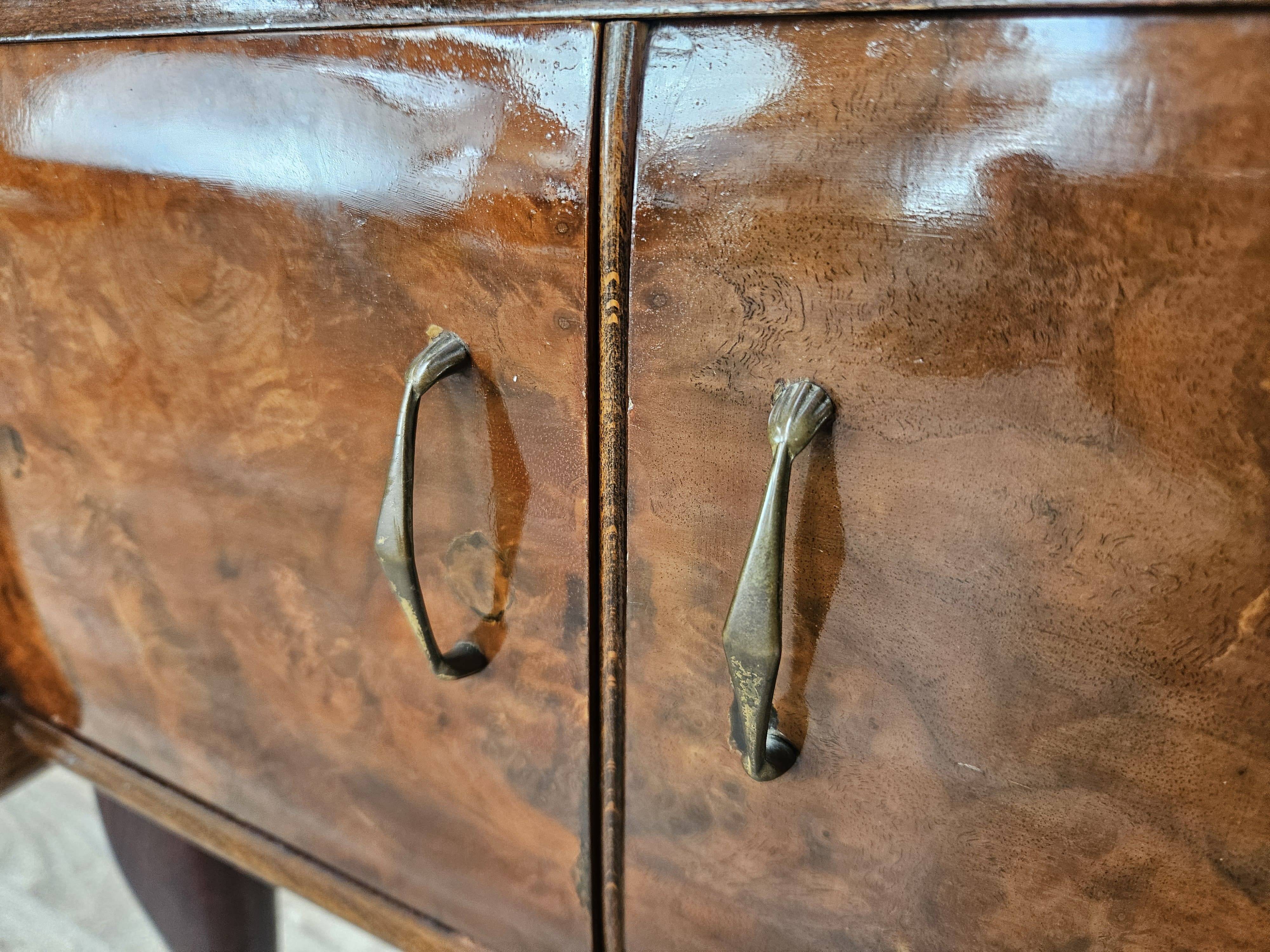 Walnut burl bedside tables with double glass top