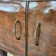 Walnut burl bedside tables with double glass top