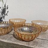4 amber glass bowls
