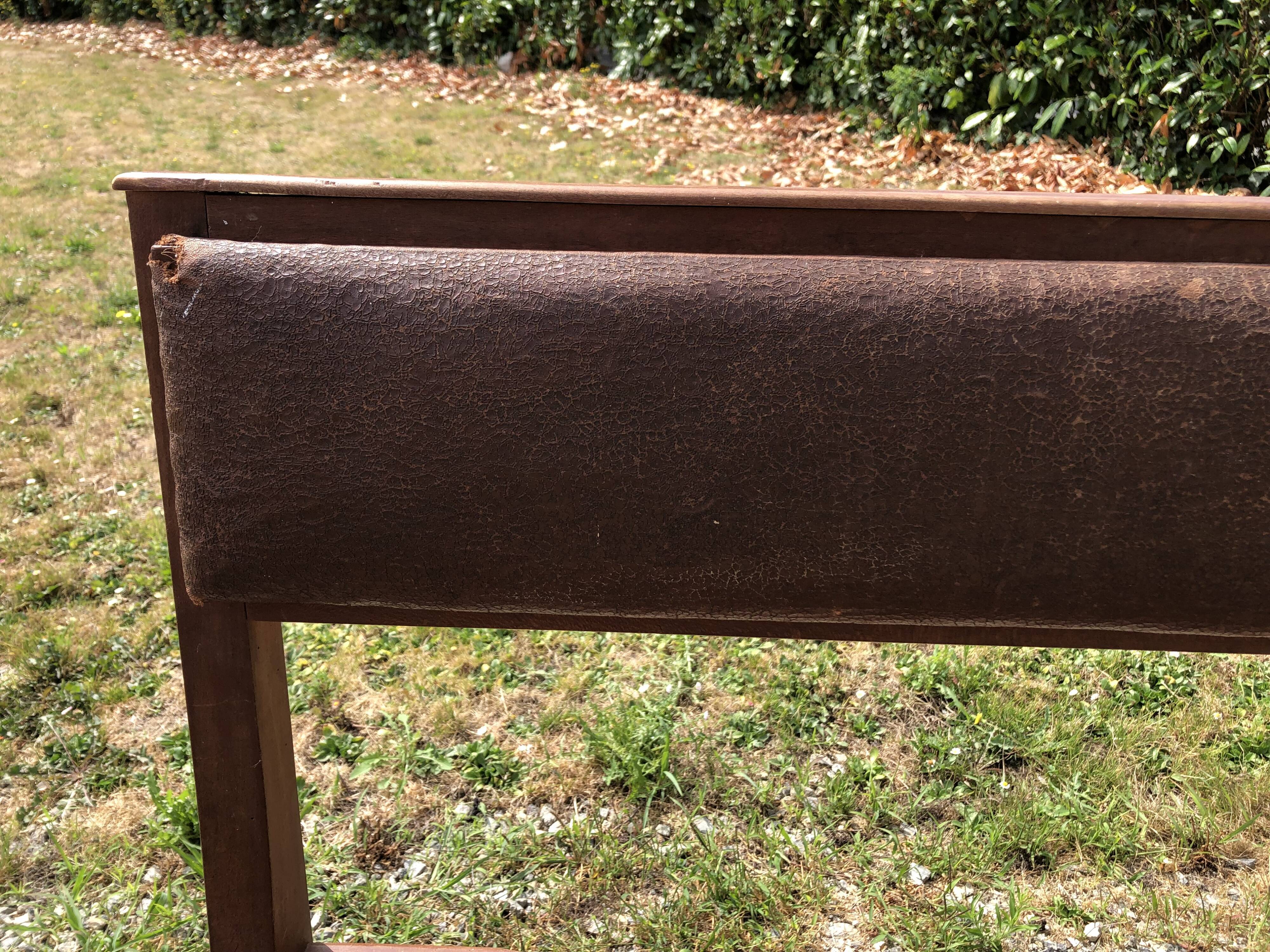 Duo of vintage church benches in solid beech