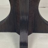 Pencil reed rattan bamboo dining or side table base with smoked glass top, 1970s