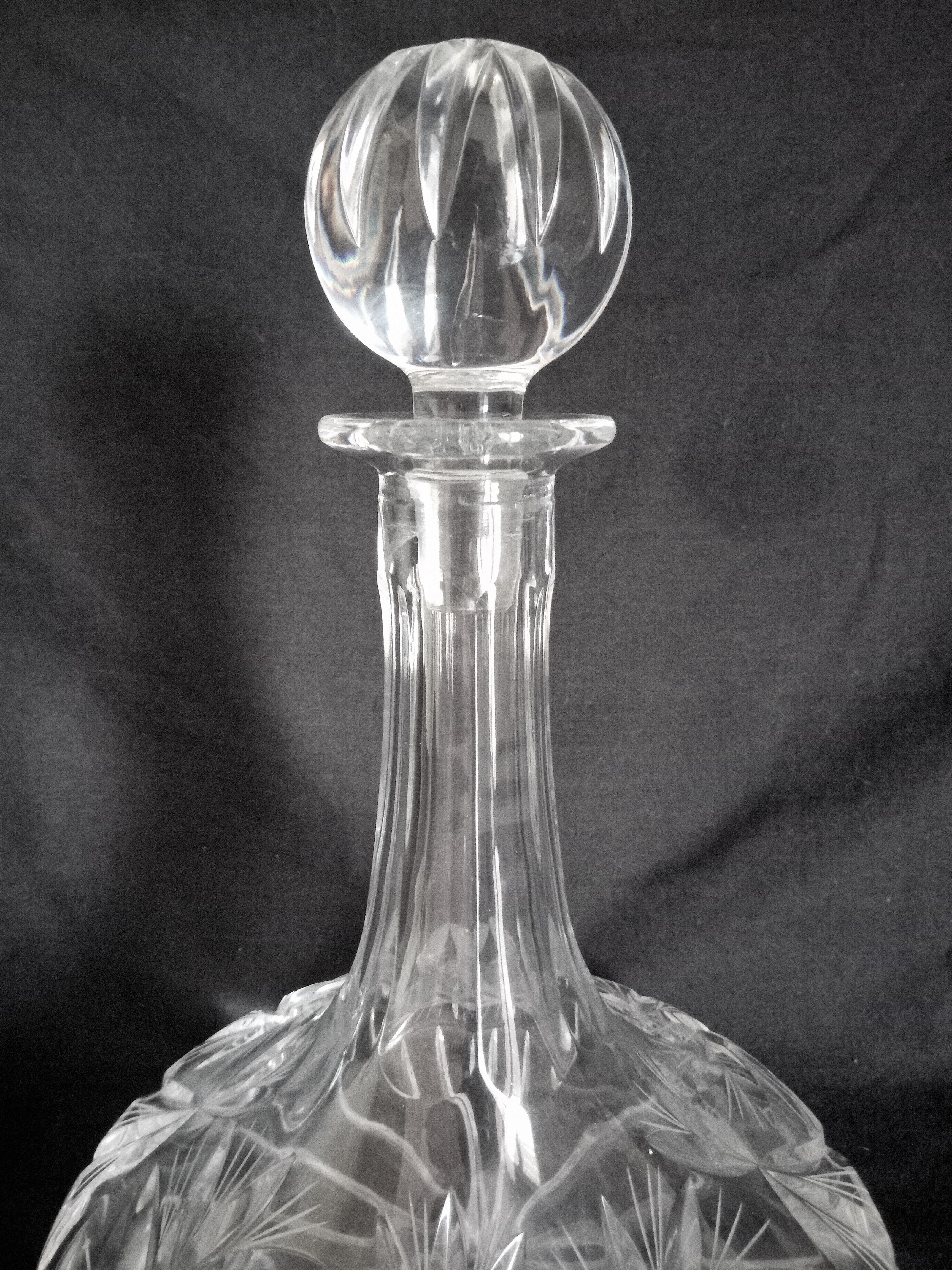 Bohemian cut crystal wine decanter