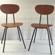 Pair of designer metal and wood chairs - 1950s