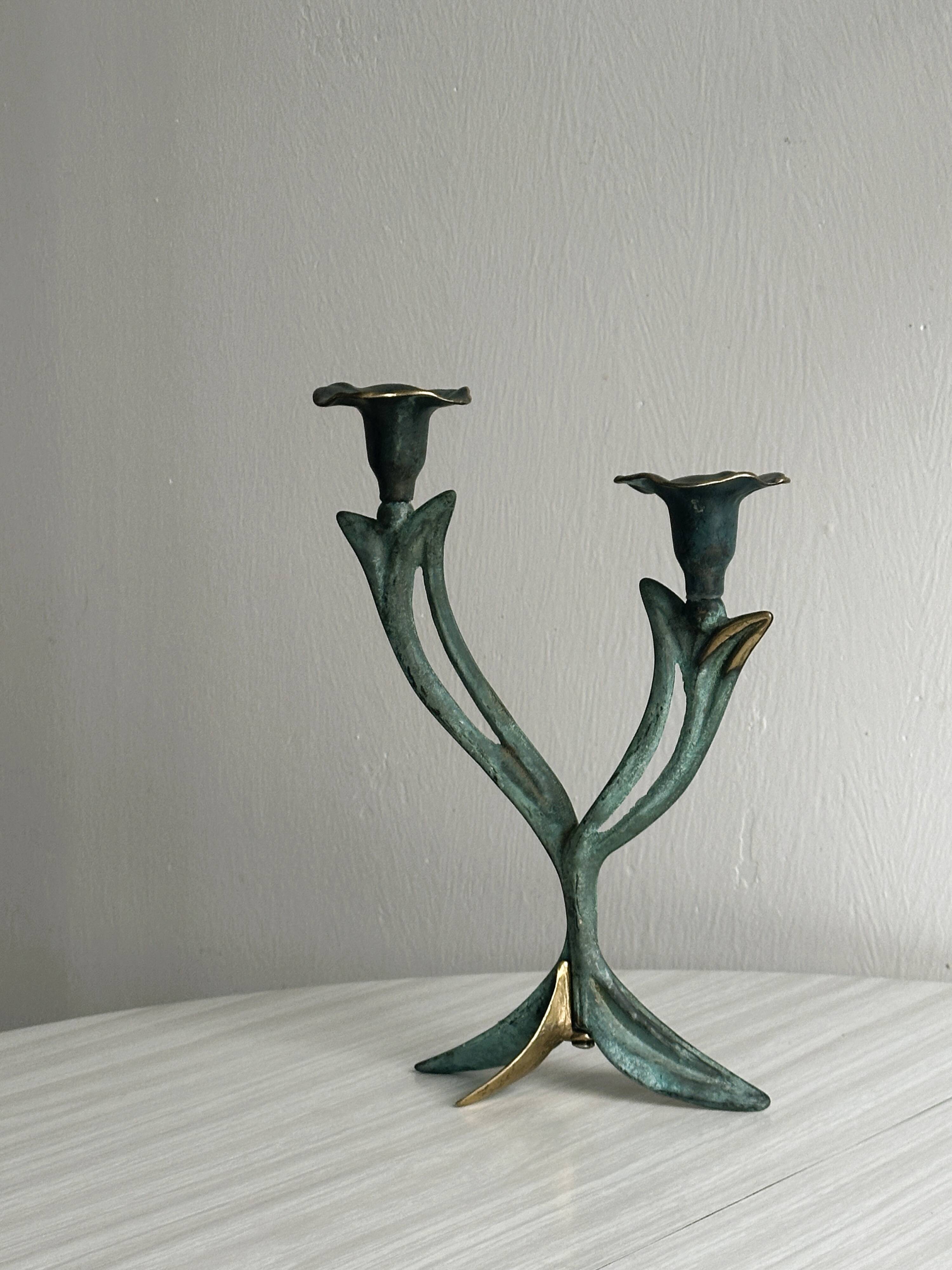 Two-branched metal candle holder