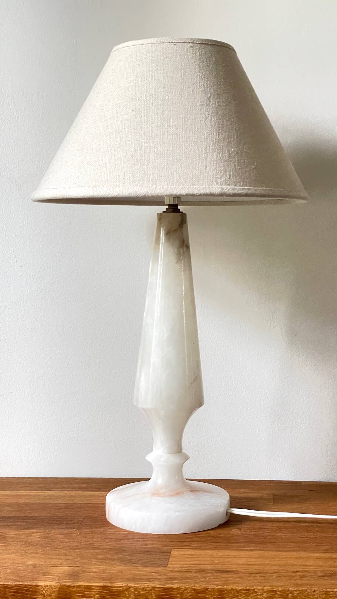 Vintage geometric alabaster stone lamp