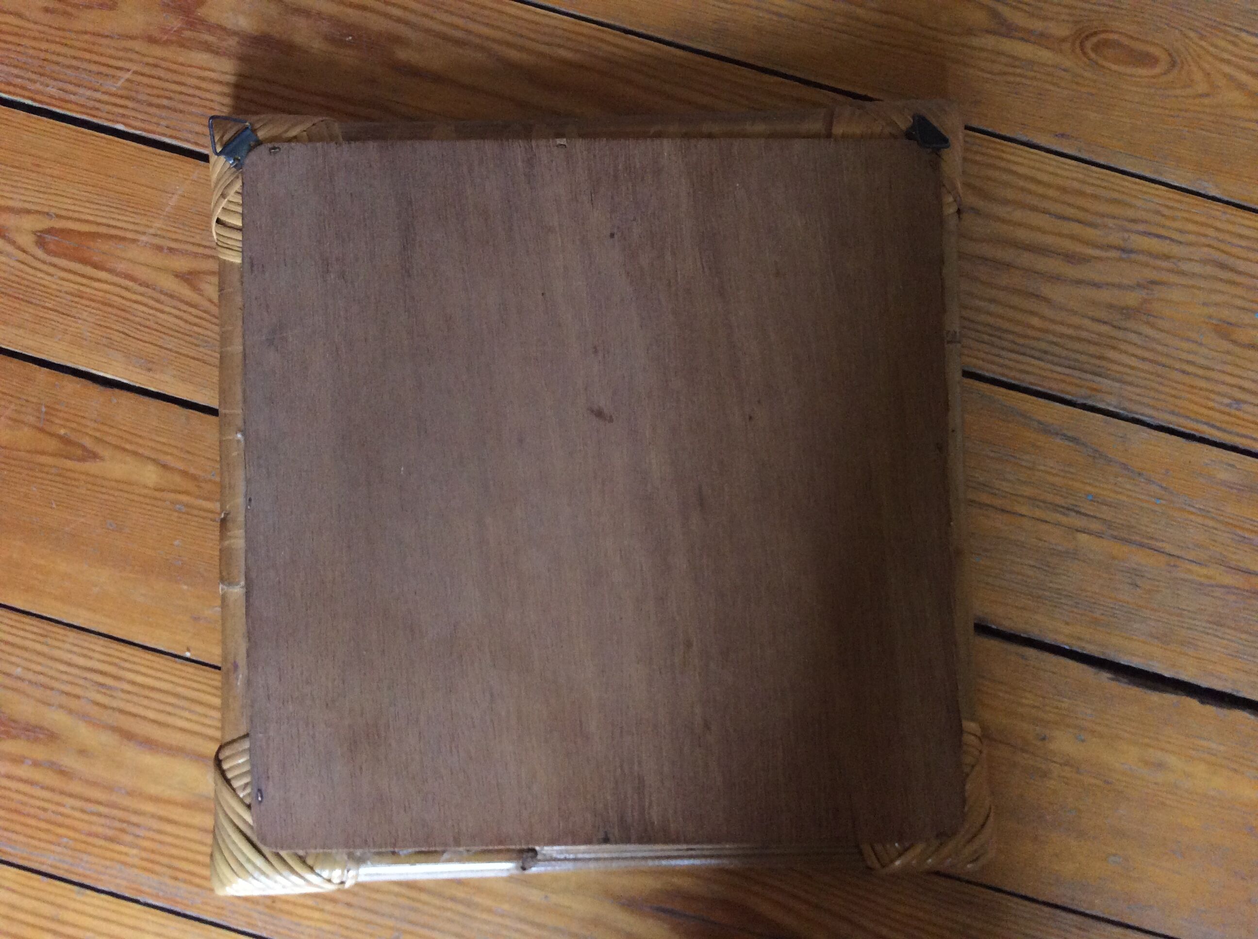 Vintage rattan square mirror