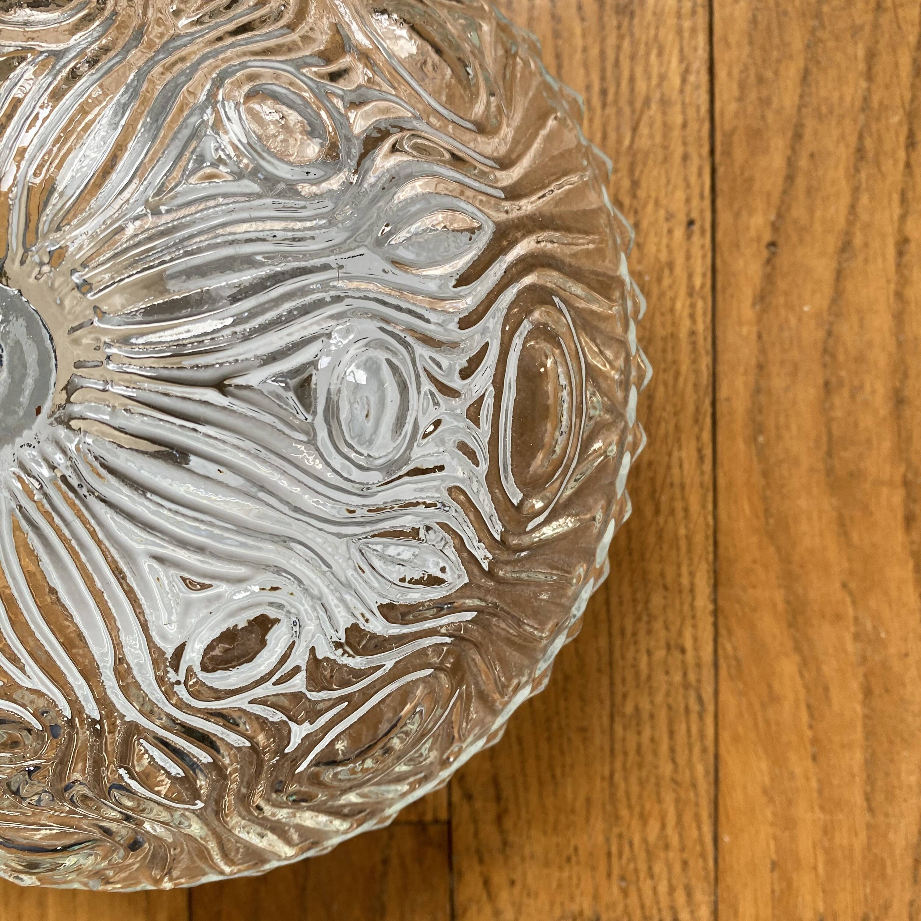 Petite applique murale plafonnier verre épais 1970 1980