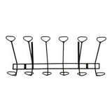 Wall-mounted coat rack with 12 hooks in handcrafted wrought iron