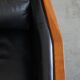 Black Cowhide Leather and Wooden Art Deco Armchair