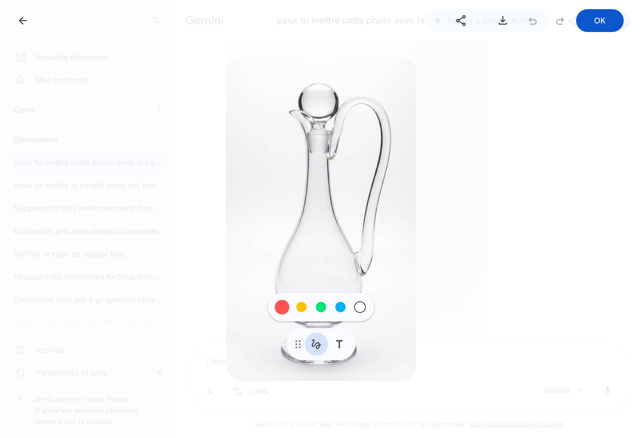 Smooth crystal carafe ROYALES DE CHAMPAGNE