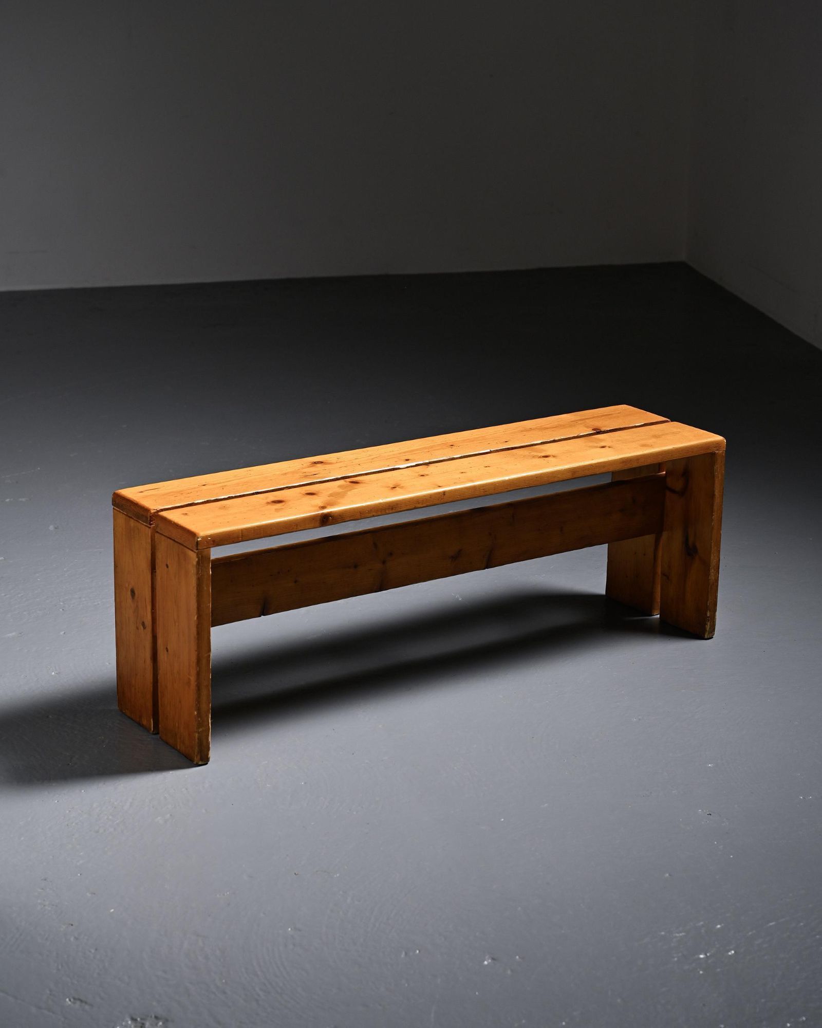Solid pine bench, Les Arcs, circa 1973