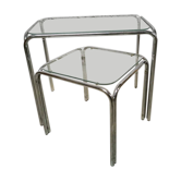 Vintage metal and glass nesting tables