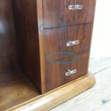 Art Deco dresser, solid walnut, veneer, 3 drawers, mirror.