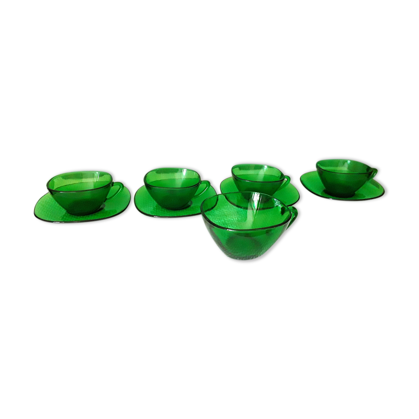 Vintage Vereco cups made of green glass