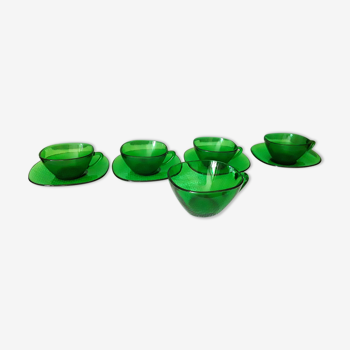 Vintage Vereco cups made of green glass