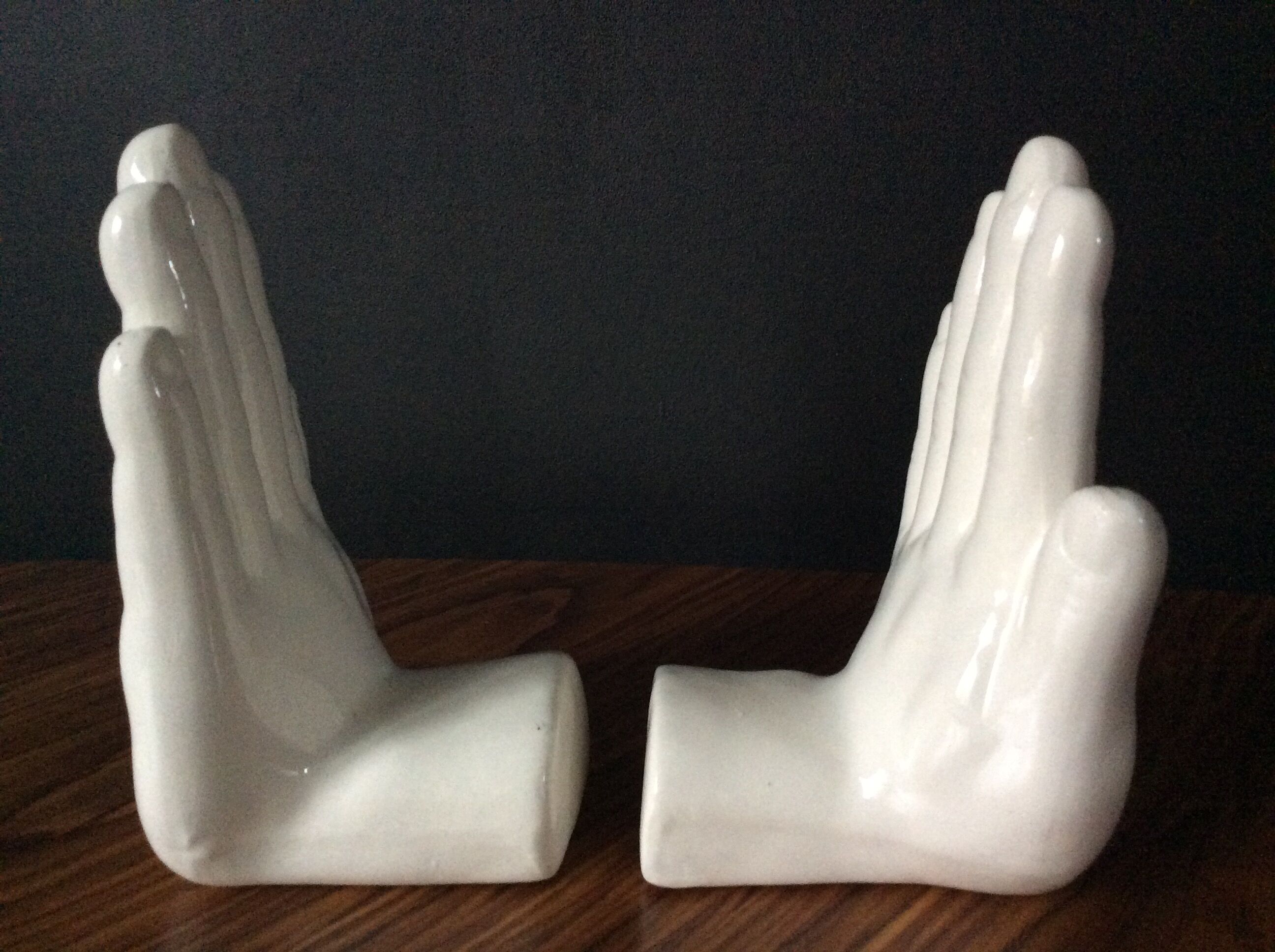 Pair of vintage bookends Ceramic hands