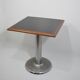 Square bistro dining table, wood, chrome and cast iron