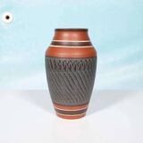 Vintage handmade ceramic vase, terracotta and oil.