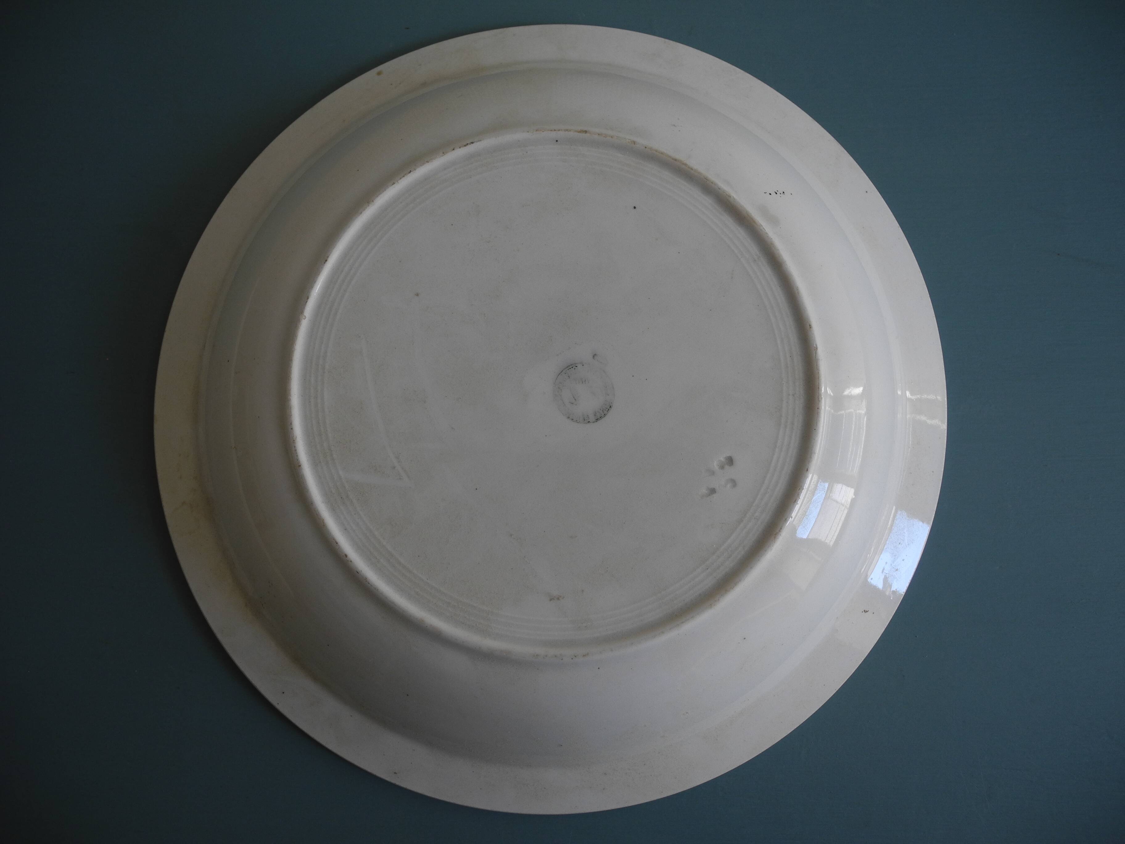 antique French earthenware dish from St Amand, 20s/30s