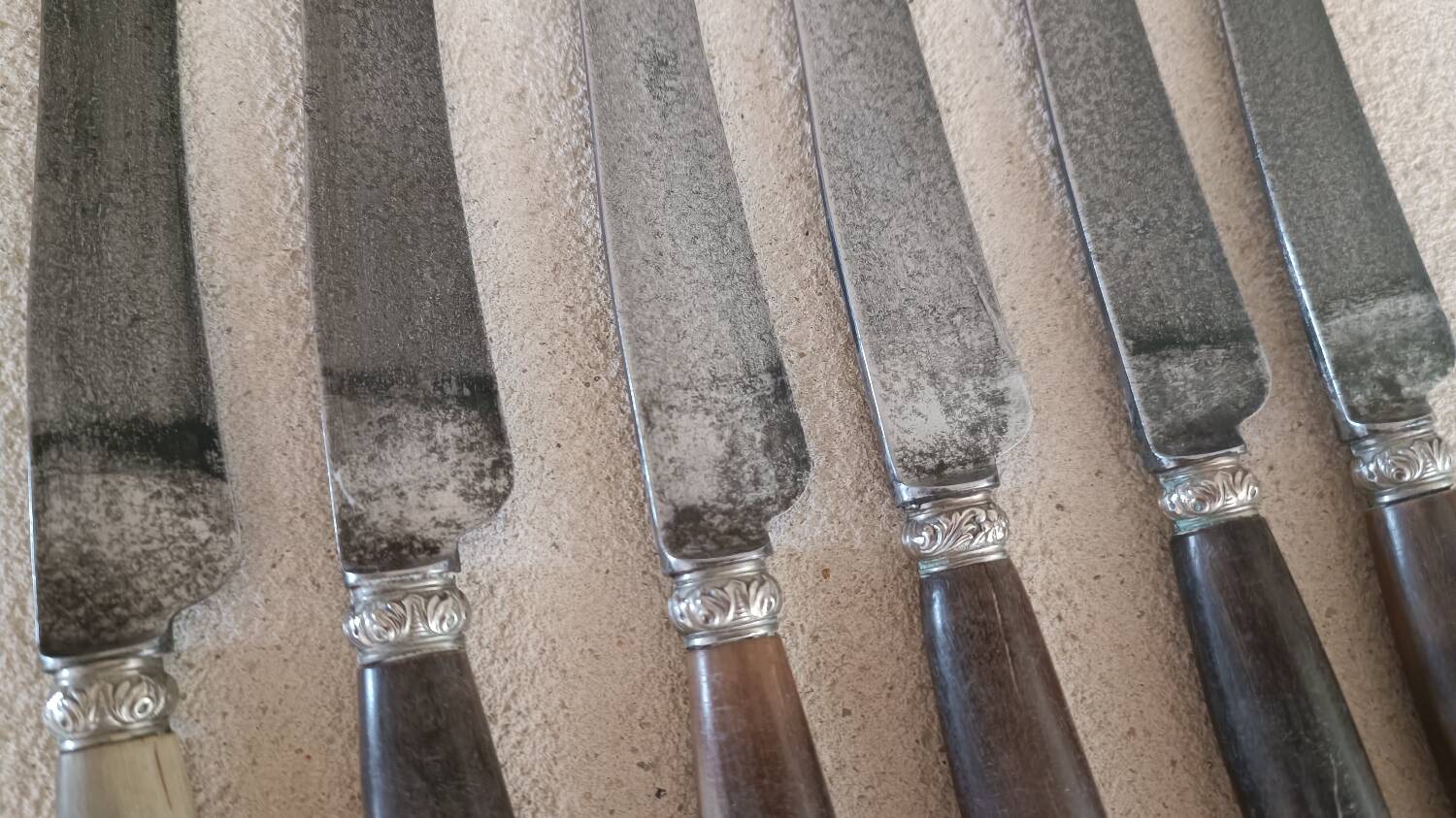 8 old knives with steel blades