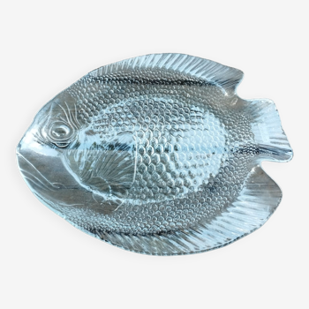 Plat forme poisson Arcoroc transparent, vintage