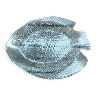 Plat forme poisson Arcoroc transparent, vintage