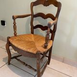 Straw country armchair